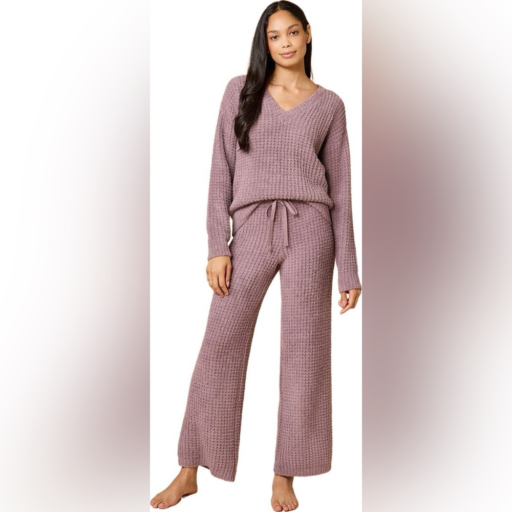 NWOT Softies Waffle Marshmallow V-Neck Lounge Set‎ Driftwood color